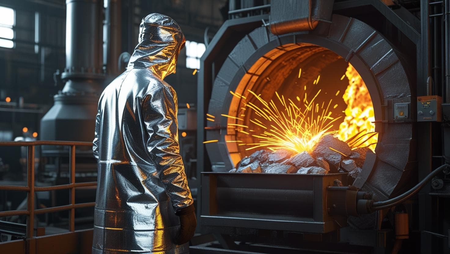 Radiant heat protective aluminized fire suit