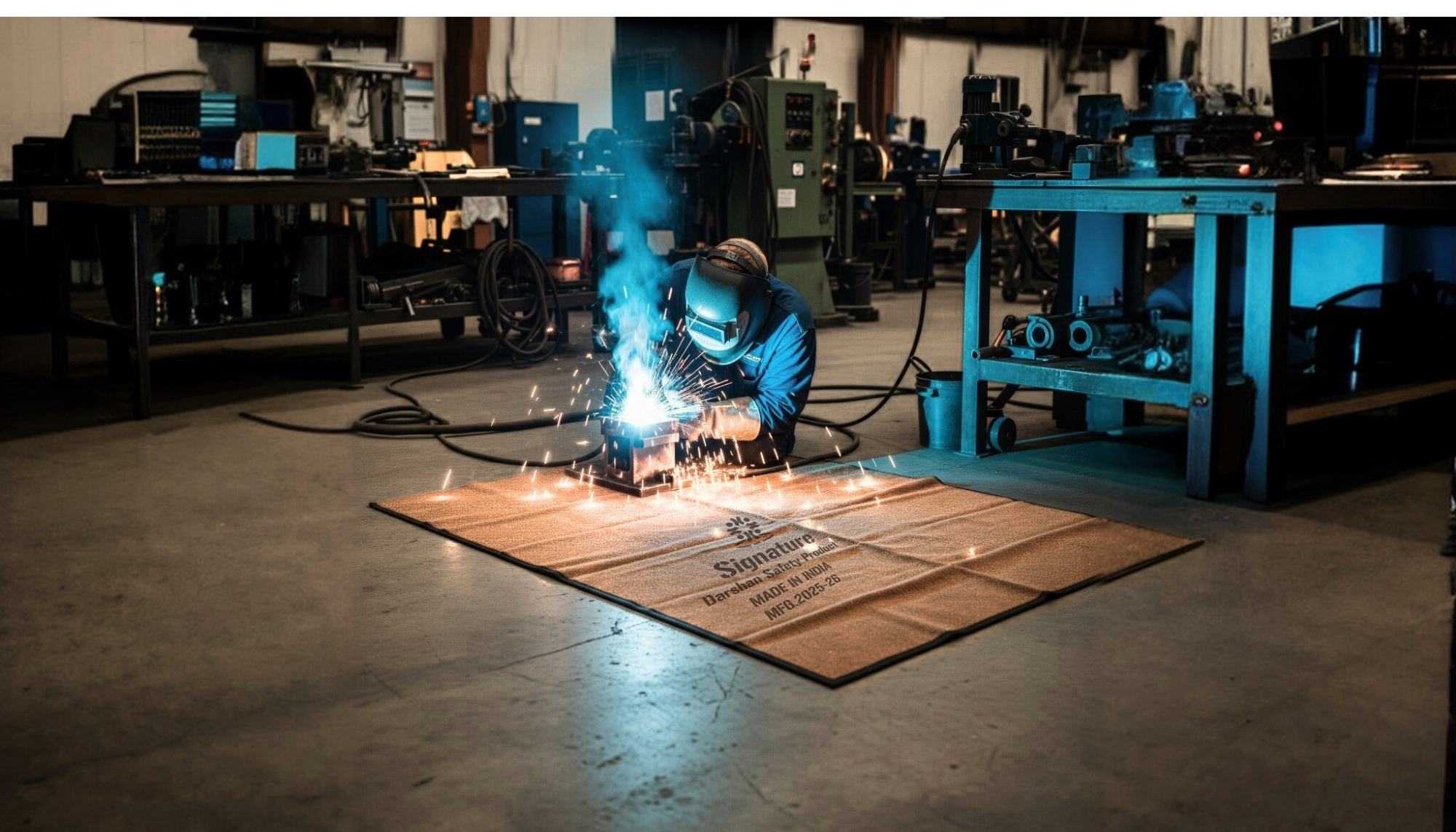 Heat resistant welding blanket used in industrial welding applications