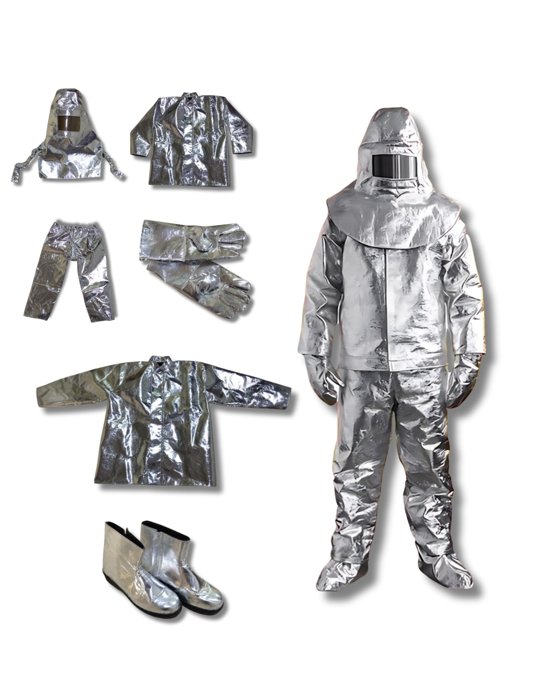 Industrial emergency responder using aluminized fire proximity suit