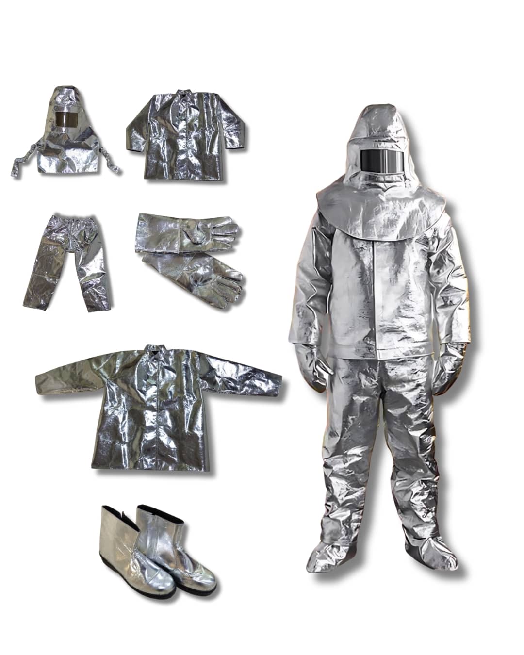 Industrial emergency responder using aluminized fire proximity suit