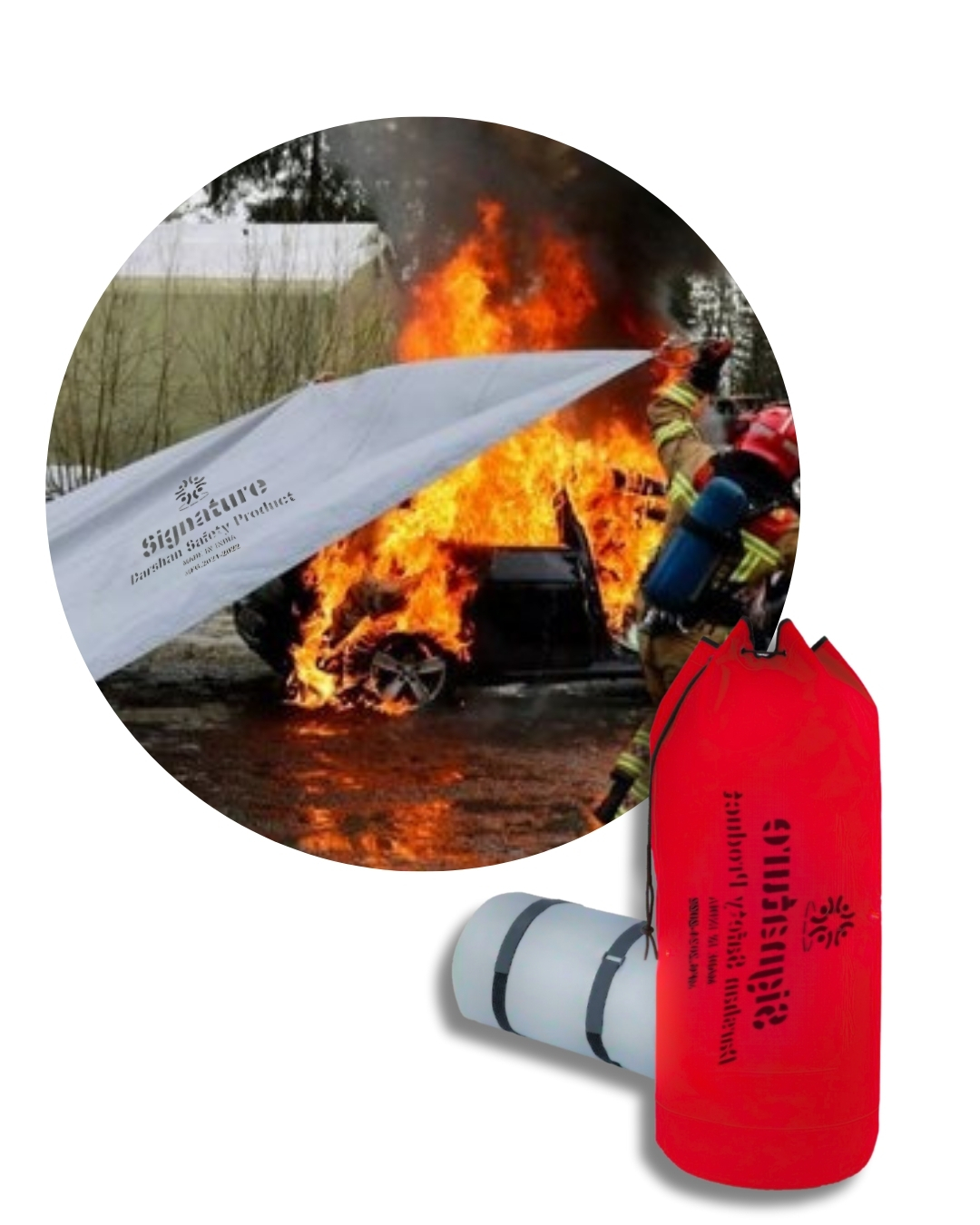 Vehicle fire suppression blanket used in Surat parking area
