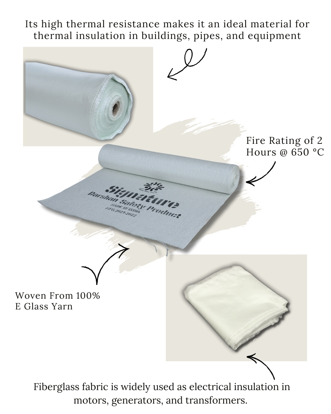 Signature fiberglass fabric for heat resistant industrial use in Haldwani Uttarakhand